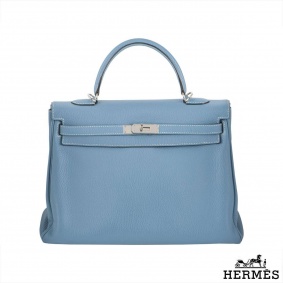 Hermes Kelly 35cm Blue Jean Clemence Leather Bag Hermes Kelly 35cm Blue Jean Clemence Leather Bag